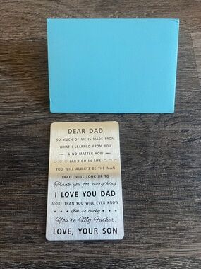 (51) Engraved 'Dear Dad' Stainless Steel Card with Aqua Gift Box